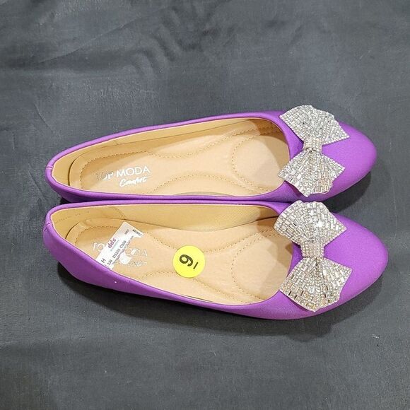 BRAND NEW TOP-MODA RHINESTONE BOWNOT ALMOND TOE FLATS - Picture 8 of 14